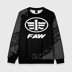 Свитшот детский FAW speed на темном фоне со следами шин, цвет: 3D-черный