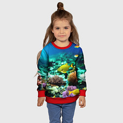 Свитшот детский Рыбы на дне моря, цвет: 3D-красный — фото 2