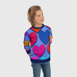 Свитшот детский Паттерн сердечки, цвет: 3D-синий — фото 2