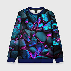 Свитшот детский Неоновые камни, цвет: 3D-синий