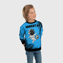 Свитшот детский Никита космонавт футболист, цвет: 3D-черный — фото 2