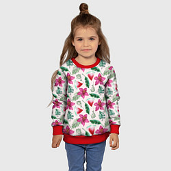 Свитшот детский Арбузы, цветы и тропические листья, цвет: 3D-красный — фото 2