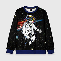 Свитшот детский Космонавт играет рок на гитаре, цвет: 3D-синий