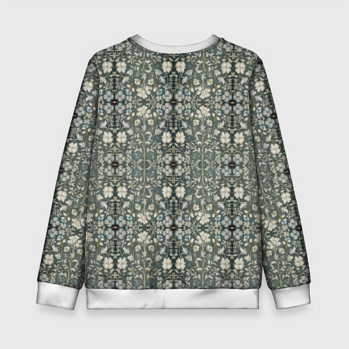 Детский свитшот Белые цветочки на сером фоне / 3D-Белый – фото 2