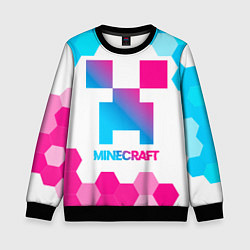 Свитшот детский Minecraft neon gradient style, цвет: 3D-черный