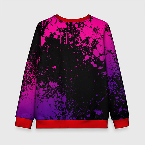 Детский свитшот Шинобу кочо - неоновые брызги / 3D-Красный – фото 2