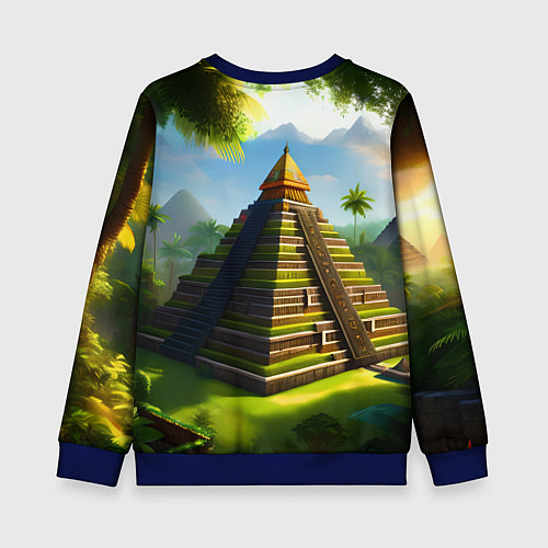 Детский свитшот Пирамида индейцев майя / 3D-Синий – фото 2