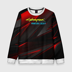 Свитшот детский Cyberpunk 2077 phantom liberty red black logo, цвет: 3D-белый