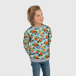 Свитшот детский Разные гавайские цветочки, цвет: 3D-меланж — фото 2