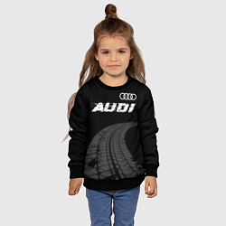 Свитшот детский Audi speed на темном фоне со следами шин: символ с, цвет: 3D-черный — фото 2