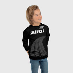 Свитшот детский Audi speed на темном фоне со следами шин: символ с, цвет: 3D-черный — фото 2