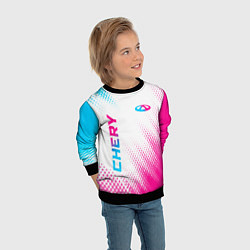 Свитшот детский Chery neon gradient style: надпись, символ, цвет: 3D-черный — фото 2