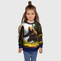 Свитшот детский Медведь берсерк с копьём, цвет: 3D-синий — фото 2