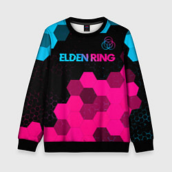 Свитшот детский Elden Ring - neon gradient: символ сверху, цвет: 3D-черный