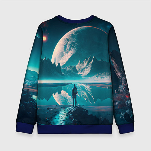 Детский свитшот Человек на неизвестной планете / 3D-Синий – фото 2