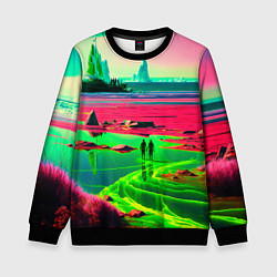 Свитшот детский Кислотный мир, цвет: 3D-черный
