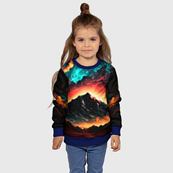 Свитшот детский Горящее ночное небо на фоне гор, цвет: 3D-синий — фото 2
