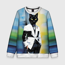 Детский свитшот Cat fashionista - neural network - pop art