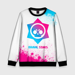 Свитшот детский Brawl Stars neon gradient style, цвет: 3D-черный