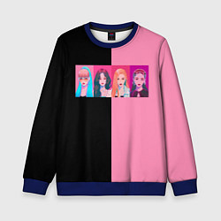 Свитшот детский Группа Black pink на черно-розовом фоне, цвет: 3D-синий