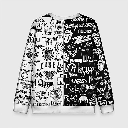 Детский свитшот Логотипы лучших рок групп / 3D-Белый – фото 2