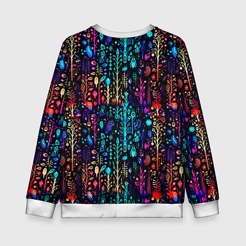 Детский свитшот Флуоресцентные Цветы / 3D-Белый – фото 2