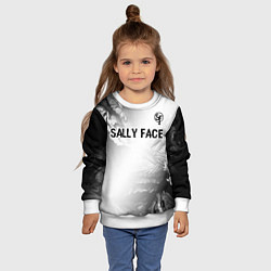 Свитшот детский Sally Face glitch на светлом фоне: символ сверху, цвет: 3D-белый — фото 2