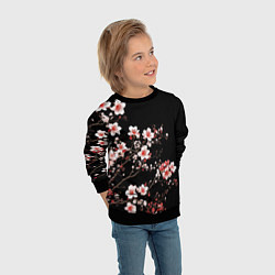 Свитшот детский Цветущая сакура - белые и красные, цвет: 3D-черный — фото 2