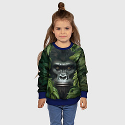 Свитшот детский Горилла в джунгях, цвет: 3D-синий — фото 2