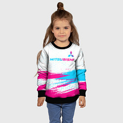 Свитшот детский Mitsubishi neon gradient style: символ сверху, цвет: 3D-черный — фото 2