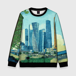 Свитшот детский Москва-сити Ван Гог, цвет: 3D-черный