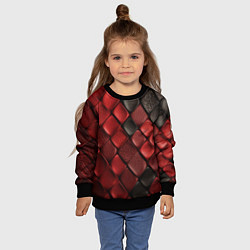 Свитшот детский Кожаная красно черная текстура, цвет: 3D-черный — фото 2