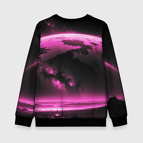 Детский свитшот Сай фай пейзаж в черно розовых тонах / 3D-Черный – фото 2
