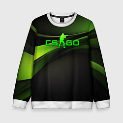 Свитшот детский CS GO black green logo, цвет: 3D-белый