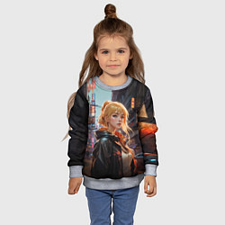 Свитшот детский Боевая городская девчонка, цвет: 3D-меланж — фото 2