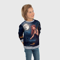 Свитшот детский Девушка играет на скрипке в ночном парке, цвет: 3D-меланж — фото 2