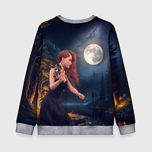 Детский свитшот Девушка играет на скрипке в ночном парке / 3D-Меланж – фото 2