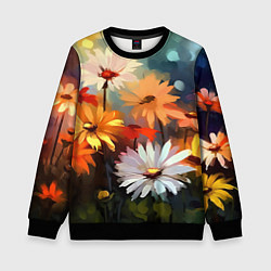 Свитшот детский Маслянные ромашки, цвет: 3D-черный