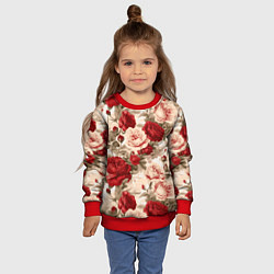 Свитшот детский Розы паттерн, цвет: 3D-красный — фото 2