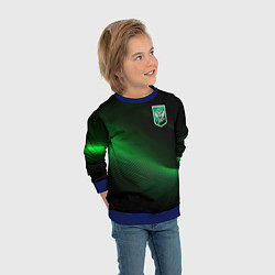 Свитшот детский Герб РФ зеленый черный фон, цвет: 3D-синий — фото 2