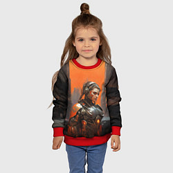 Свитшот детский Девушка киборг в броне, цвет: 3D-красный — фото 2