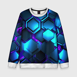 Свитшот детский Объемные неоновые плиты, цвет: 3D-белый