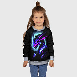 Свитшот детский Морда дракона - неоновое свечение, цвет: 3D-меланж — фото 2