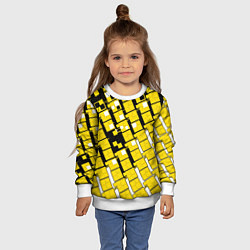 Свитшот детский Киберпанк квадраты жёлтые, цвет: 3D-белый — фото 2