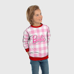 Свитшот детский Барби лого розовая клетка, цвет: 3D-красный — фото 2