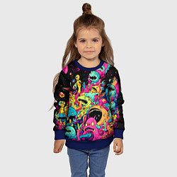 Свитшот детский Космические зубастые монстры, цвет: 3D-синий — фото 2