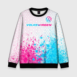 Свитшот детский Volkswagen neon gradient style: символ сверху, цвет: 3D-черный