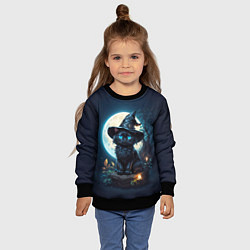 Свитшот детский Кот ведьмы - Хэллоуин, цвет: 3D-черный — фото 2