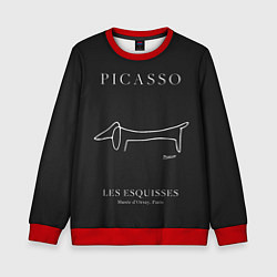 Свитшот детский Собака на черном - Пабло Пикассо, цвет: 3D-красный