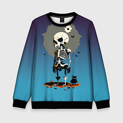 Свитшот детский Funny skeleton - neural network - halloween, цвет: 3D-черный